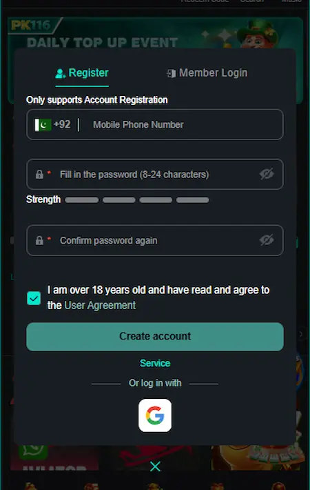 PK 116 Game Register Image
