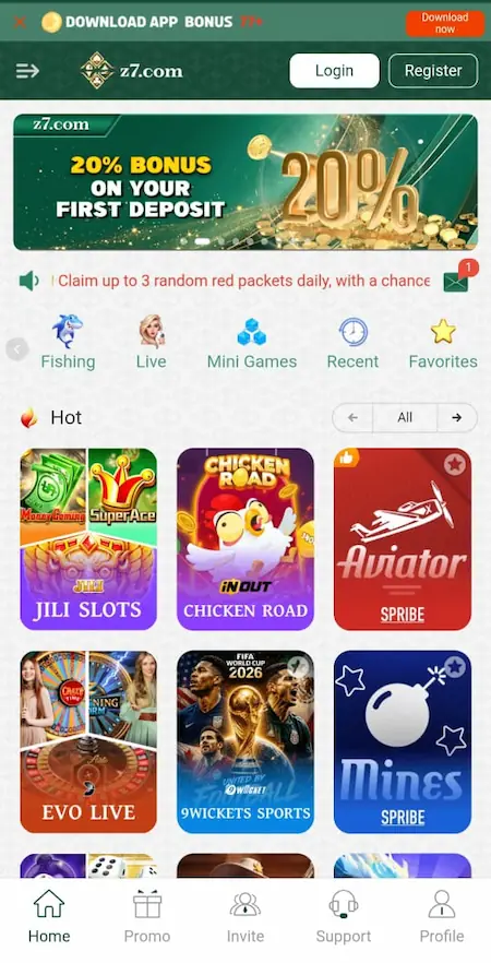 z7 Game home screen