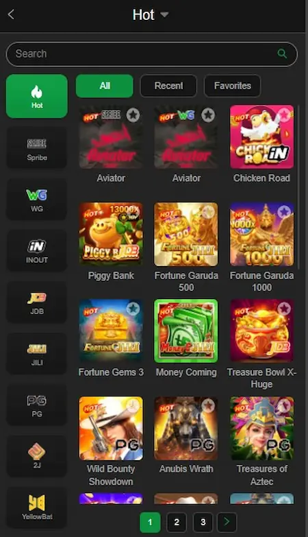 Pak Play Game Categories Page Image