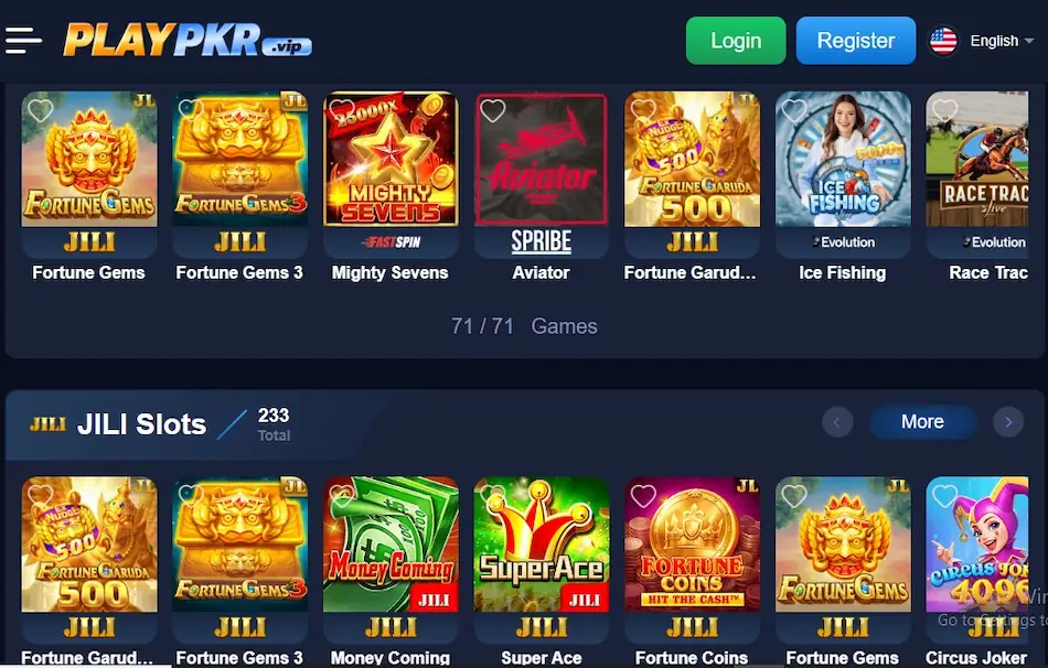 PLAYPKR Game. Games Categories  Page Image