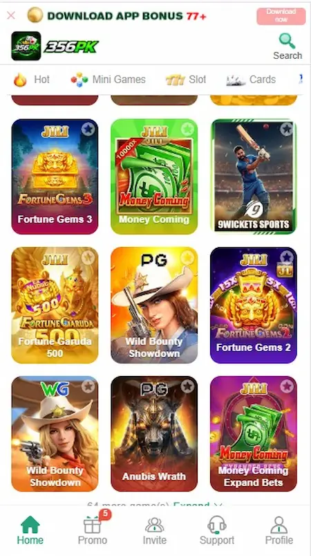 356PK Game. Games Categories Page Image