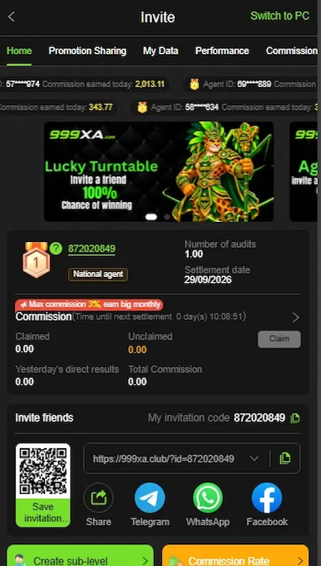 999XA Game Invite Page Image
