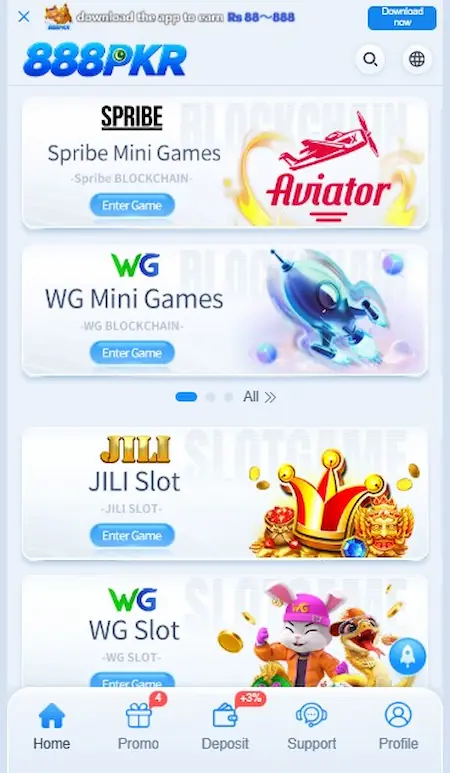 888PKR Game Categories Page Image