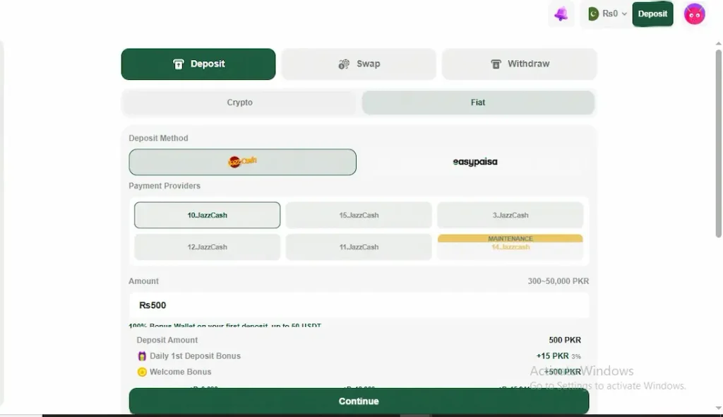 KhusWin Game Deposit Page Image