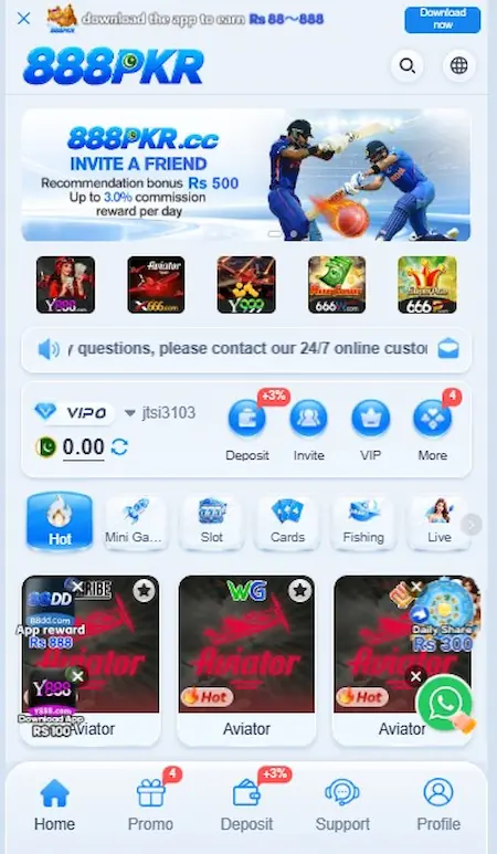 888PKR Game HomeScreen Page Image